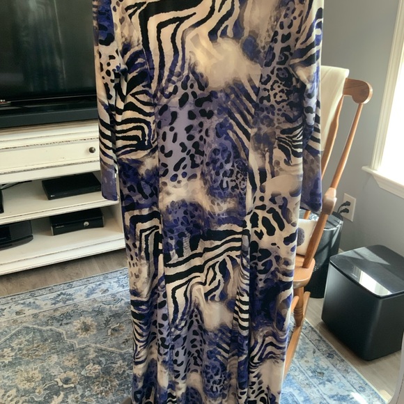 Attitudes by Renee Zebra Print Maxi Dress in Black, White, and Blue - Picture 4 of 4